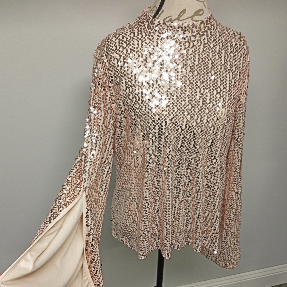 VENUS - Sequin Top with Bell Sleeves - NWT